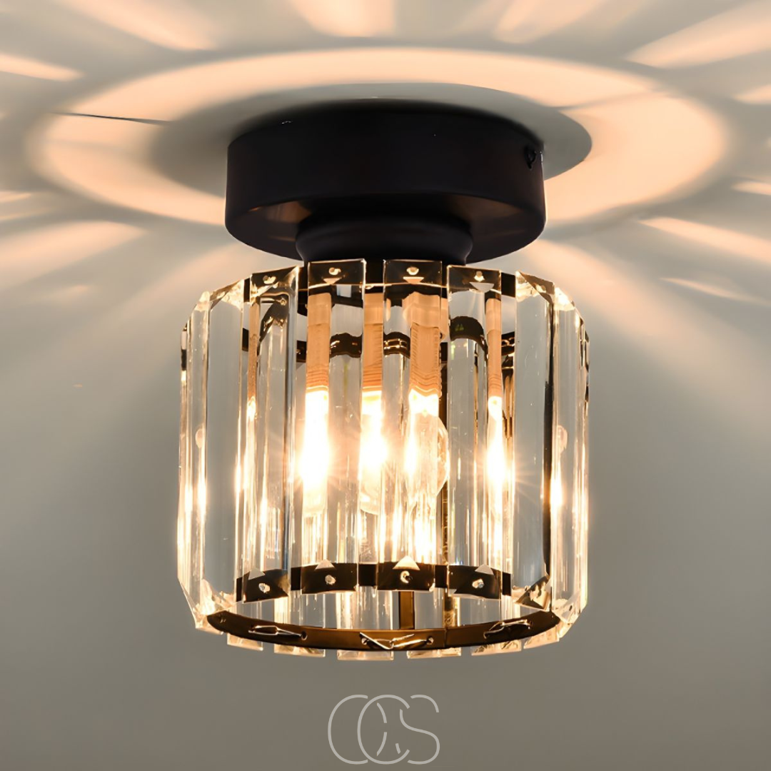 Nievk - Crystal ceiling lamp - Black Metal & K9 Crystal flush mount