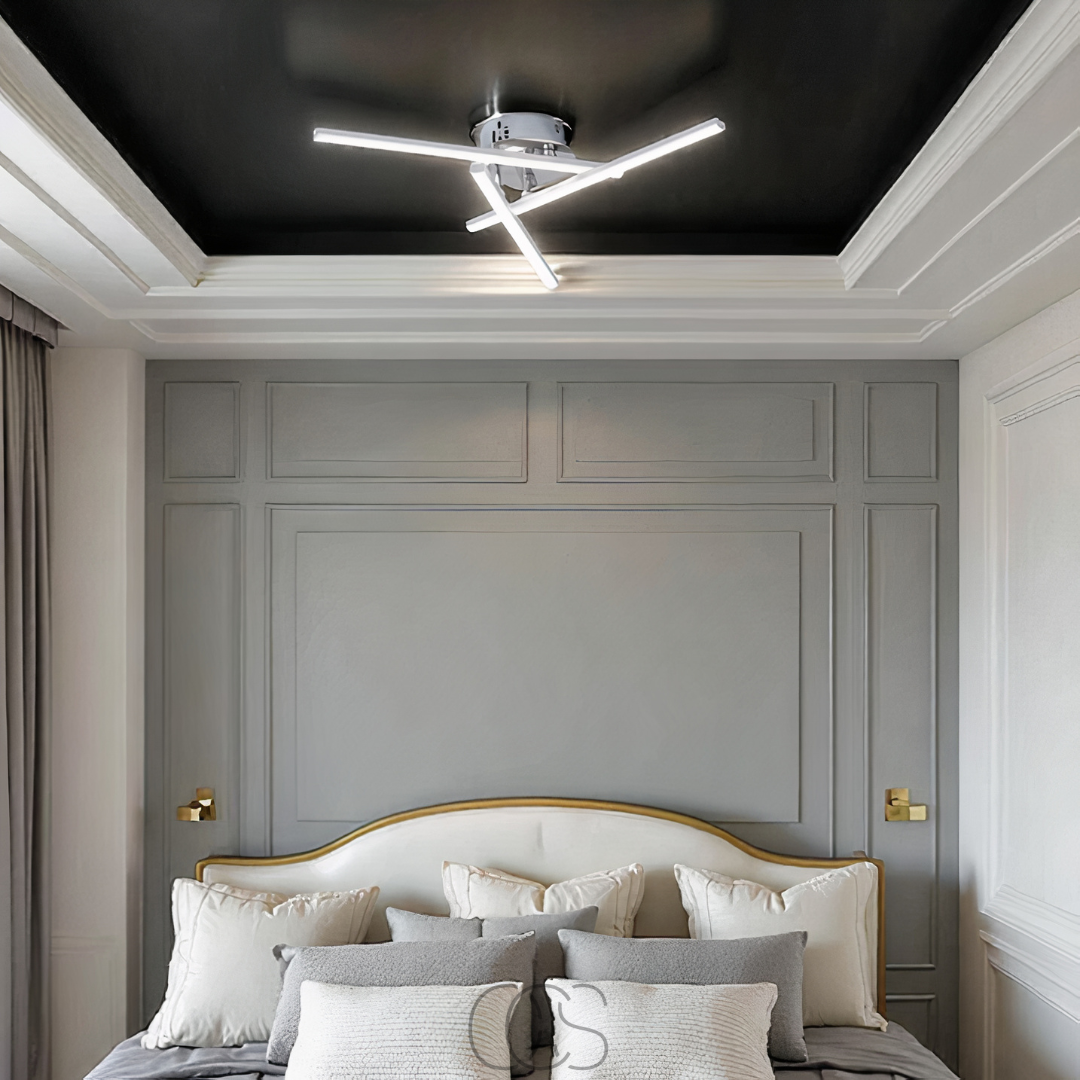 Nievk - LED Ceiling Lamp Triangular - Satin Nickel Design Lamp