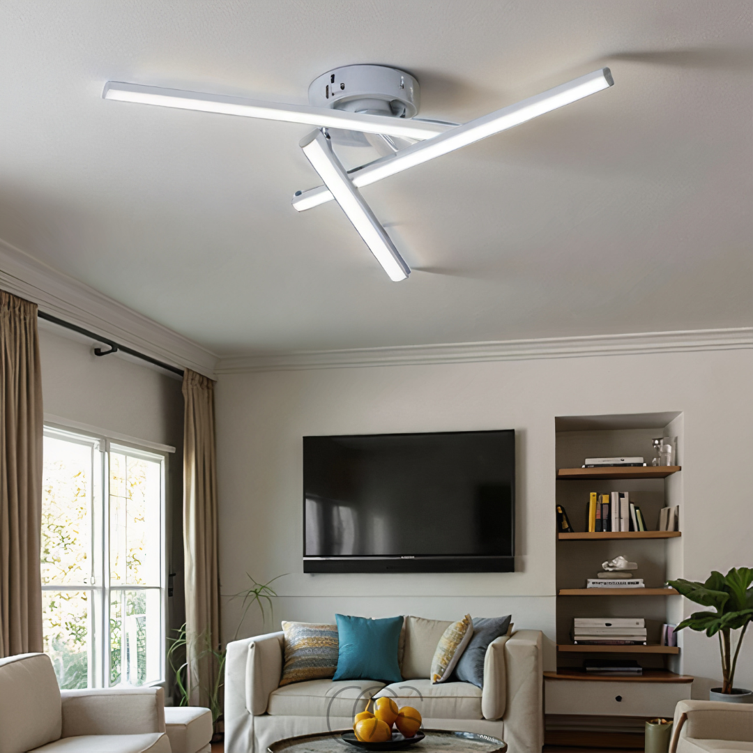Nievk - LED Ceiling Lamp Triangular - Satin Nickel Design Lamp