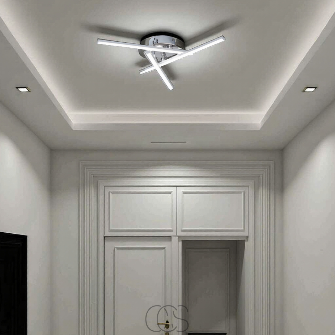 Nievk - LED Ceiling Lamp Triangular - Satin Nickel Design Lamp
