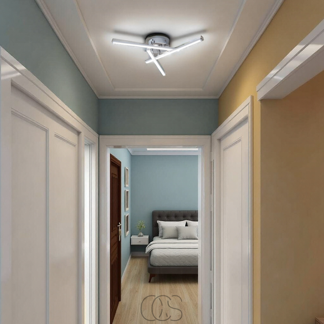 Nievk - LED Ceiling Lamp Triangular - Satin Nickel Design Lamp