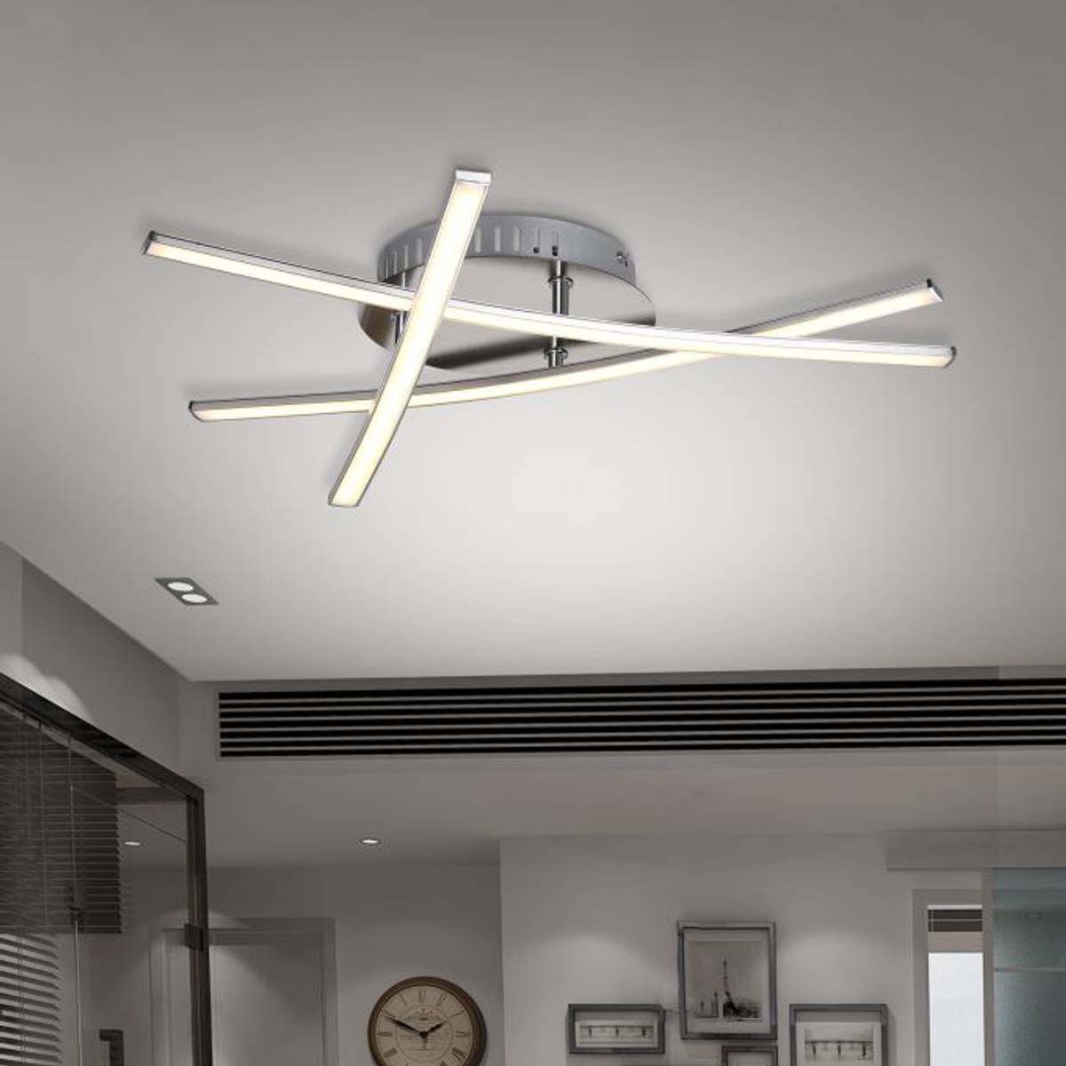 Nievk - LED Ceiling Lamp Triangular - Satin Nickel Design Lamp