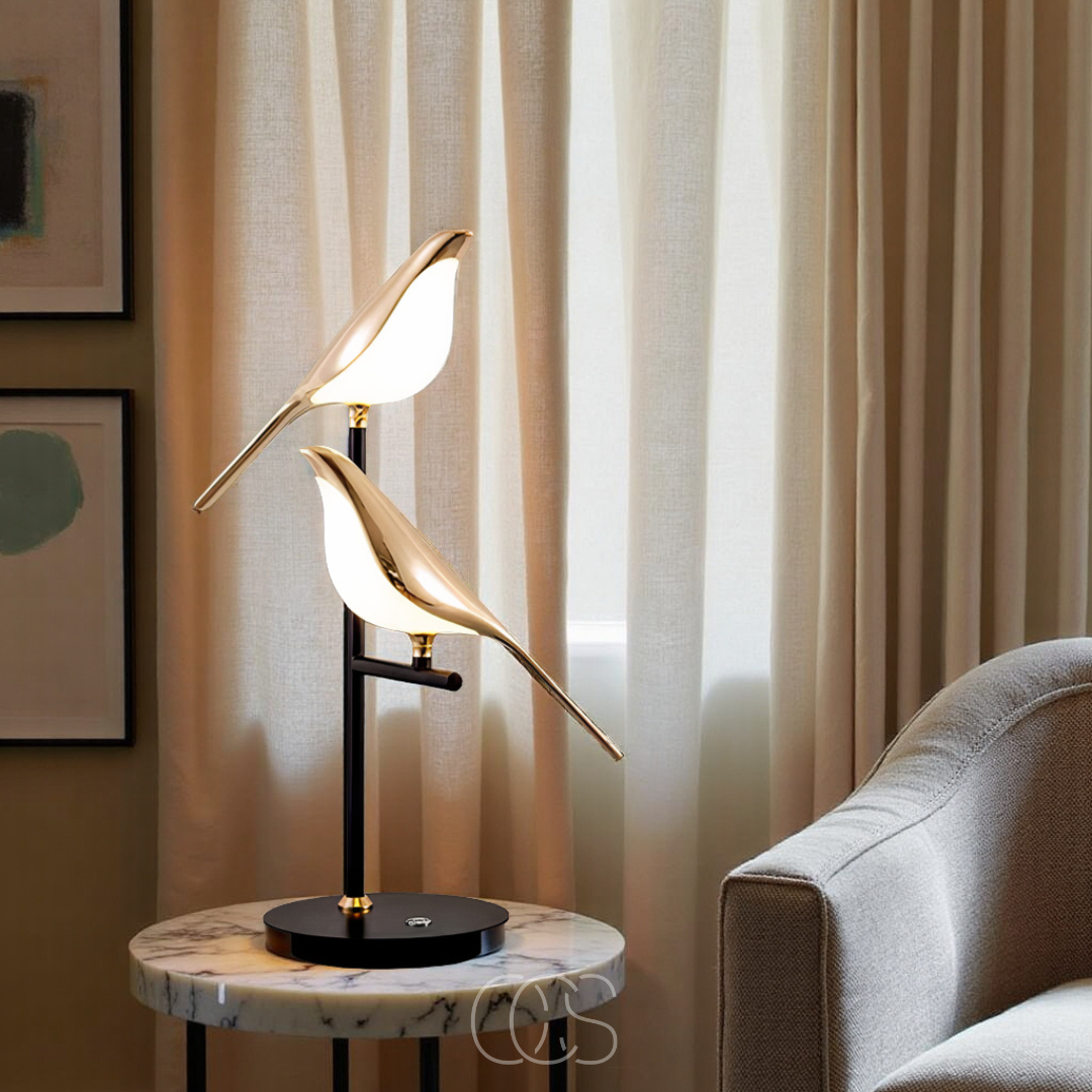 Nievk - LED Table Lamp with Golden Bird – Warm Atmospheric Light