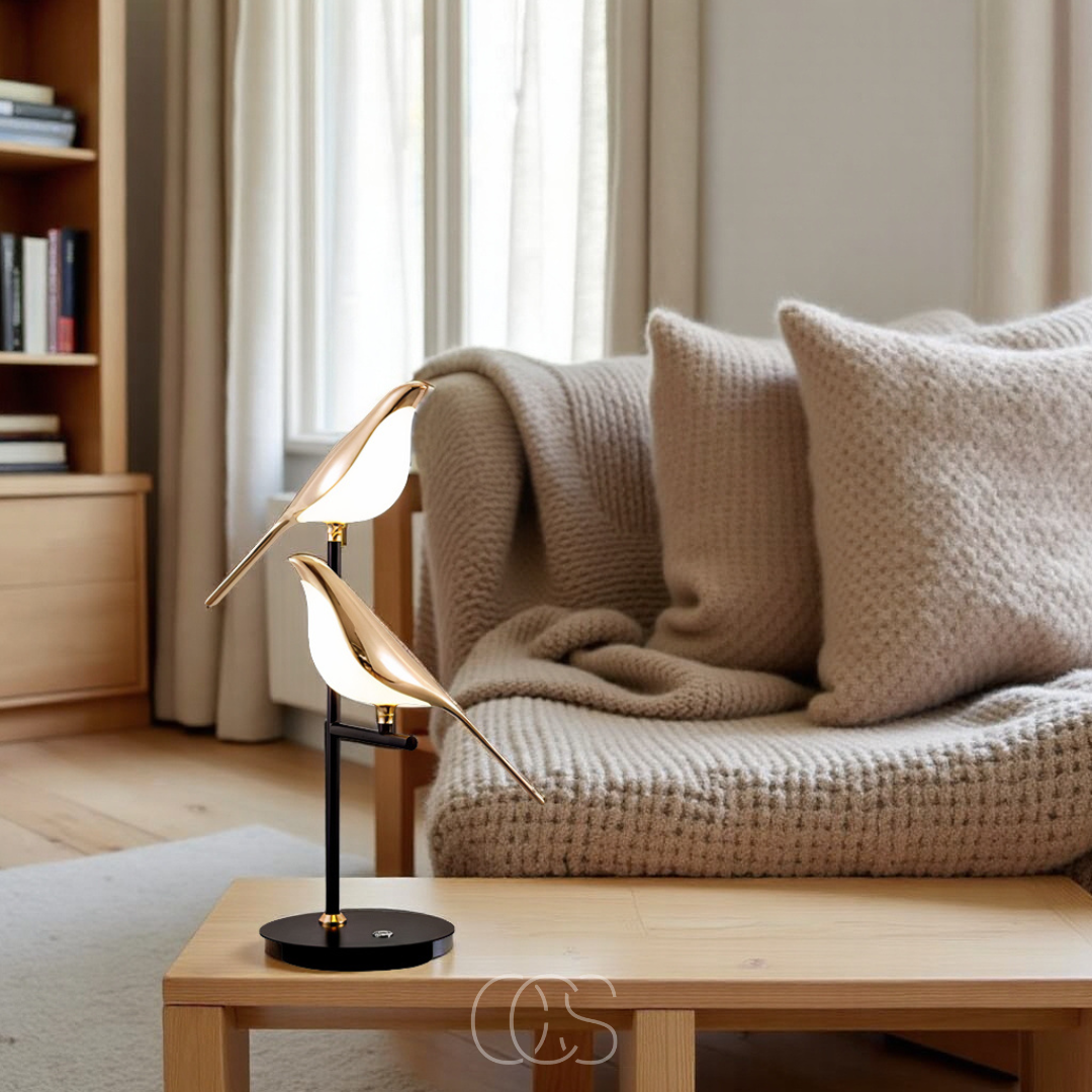 Nievk - LED Table Lamp with Golden Bird – Warm Atmospheric Light