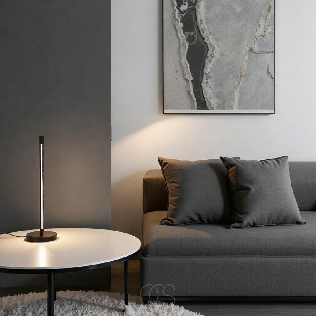 Nievk - Minimalist LED Table Lamp - Modern Matte Black Aluminum