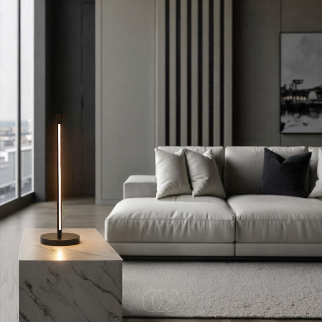 Nievk - Minimalist LED Table Lamp - Modern Matte Black Aluminum