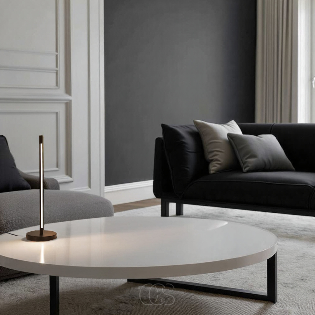 Nievk - Minimalist LED Table Lamp - Modern Matte Black Aluminum