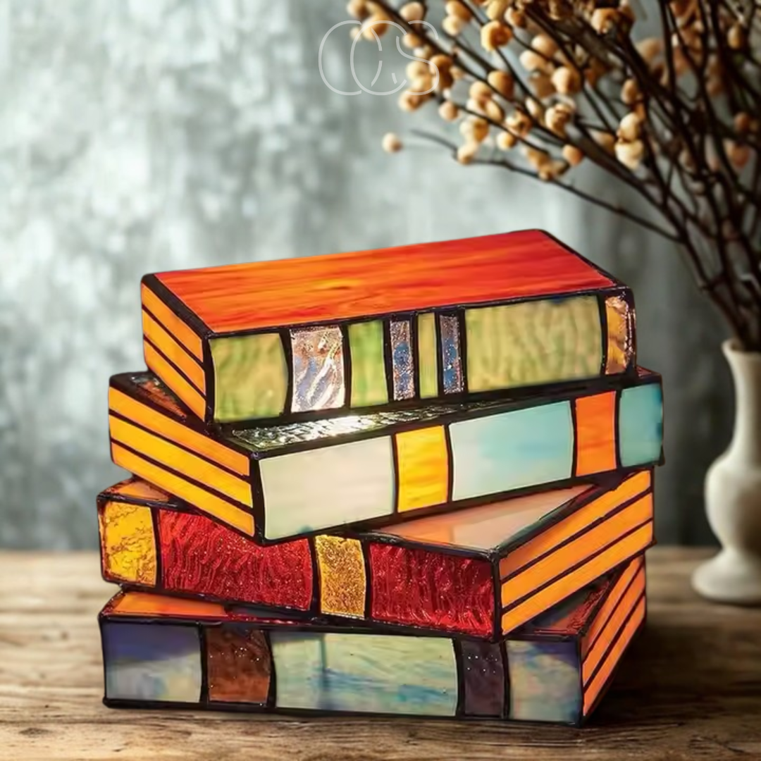 Nievk - Mosaic Book Lamp - Wireless Tiffany Table Lamp