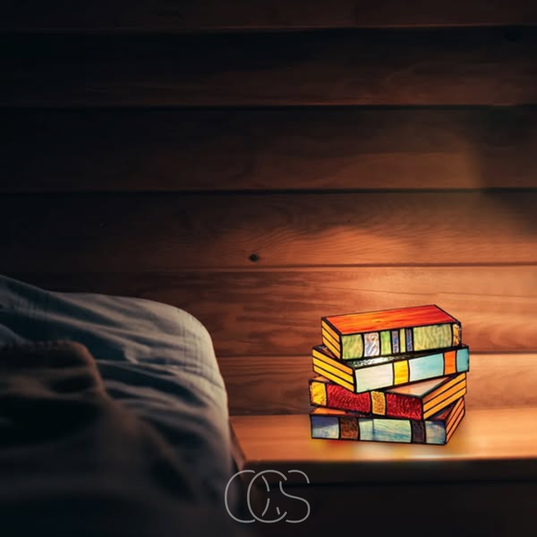 Nievk - Mosaic Book Lamp - Wireless Tiffany Table Lamp