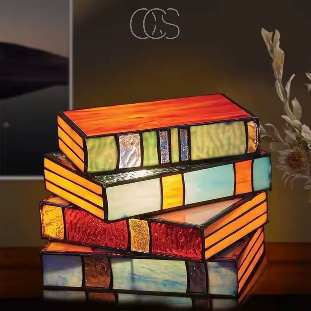 Nievk - Mosaic Book Lamp - Wireless Tiffany Table Lamp