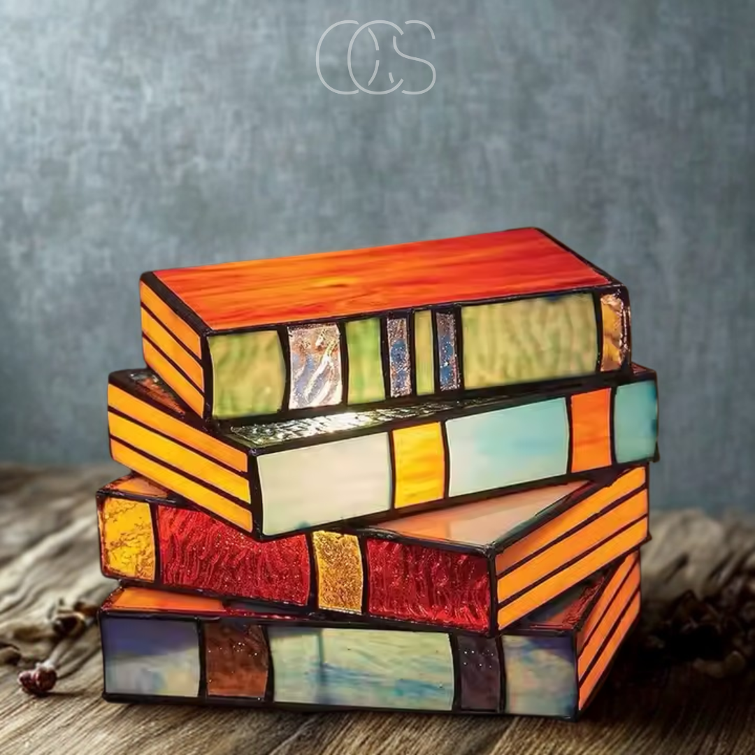 Nievk - Mosaic Book Lamp - Wireless Tiffany Table Lamp