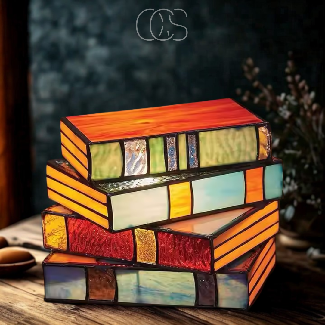 Nievk - Mosaic Book Lamp - Wireless Tiffany Table Lamp