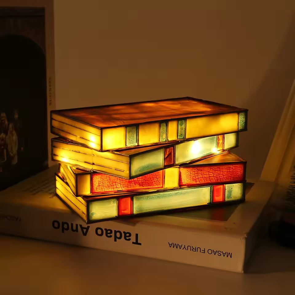 Nievk - Mosaic Book Lamp - Wireless Tiffany Table Lamp