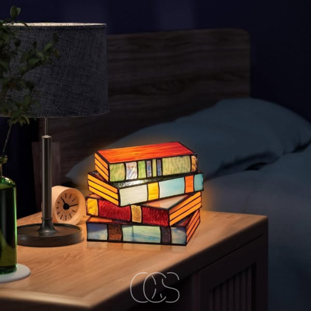 Nievk - Mosaic Book Lamp - Wireless Tiffany Table Lamp