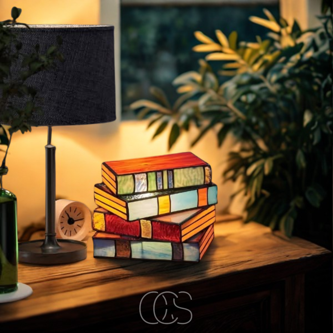 Nievk - Mosaic Book Lamp - Wireless Tiffany Table Lamp
