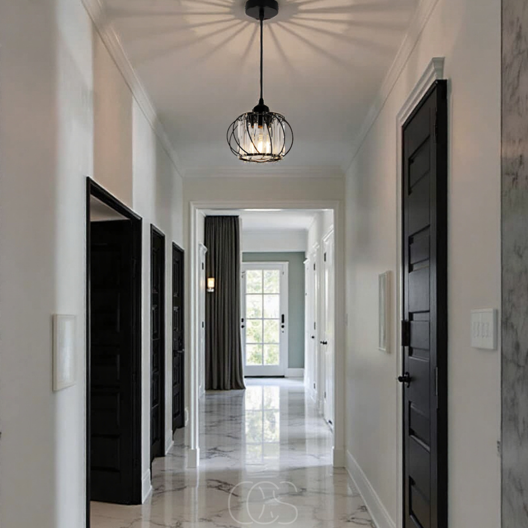 Nievk - Nordic Pendant Lamp with Spherical Glass - Black Design