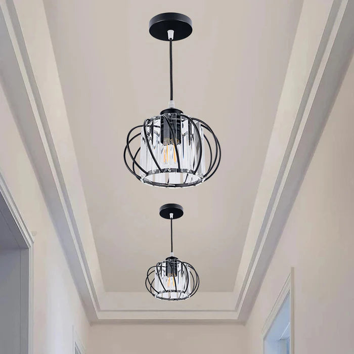 Nievk - Nordic Pendant Lamp with Spherical Glass - Black Design