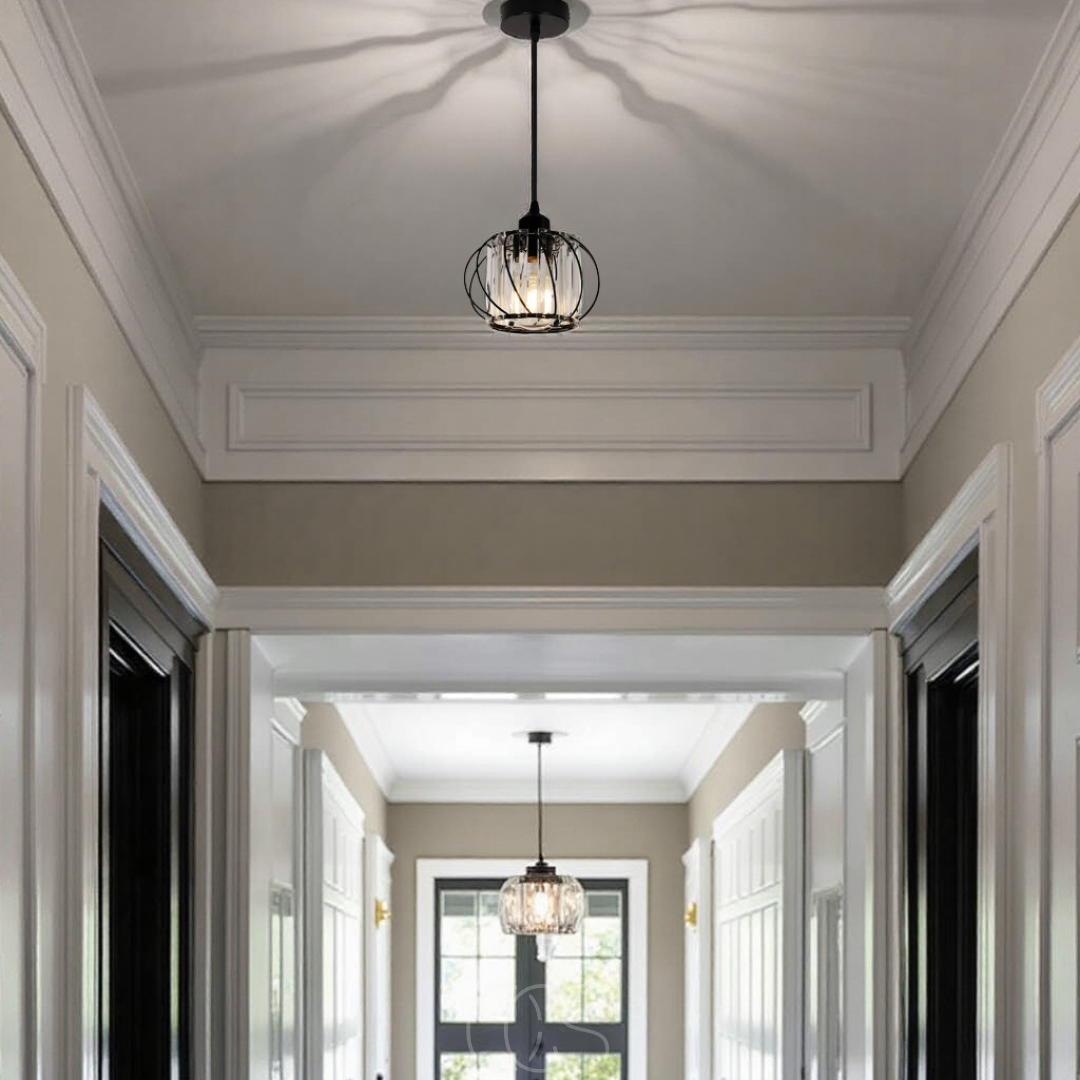 Nievk - Nordic Pendant Lamp with Spherical Glass - Black Design