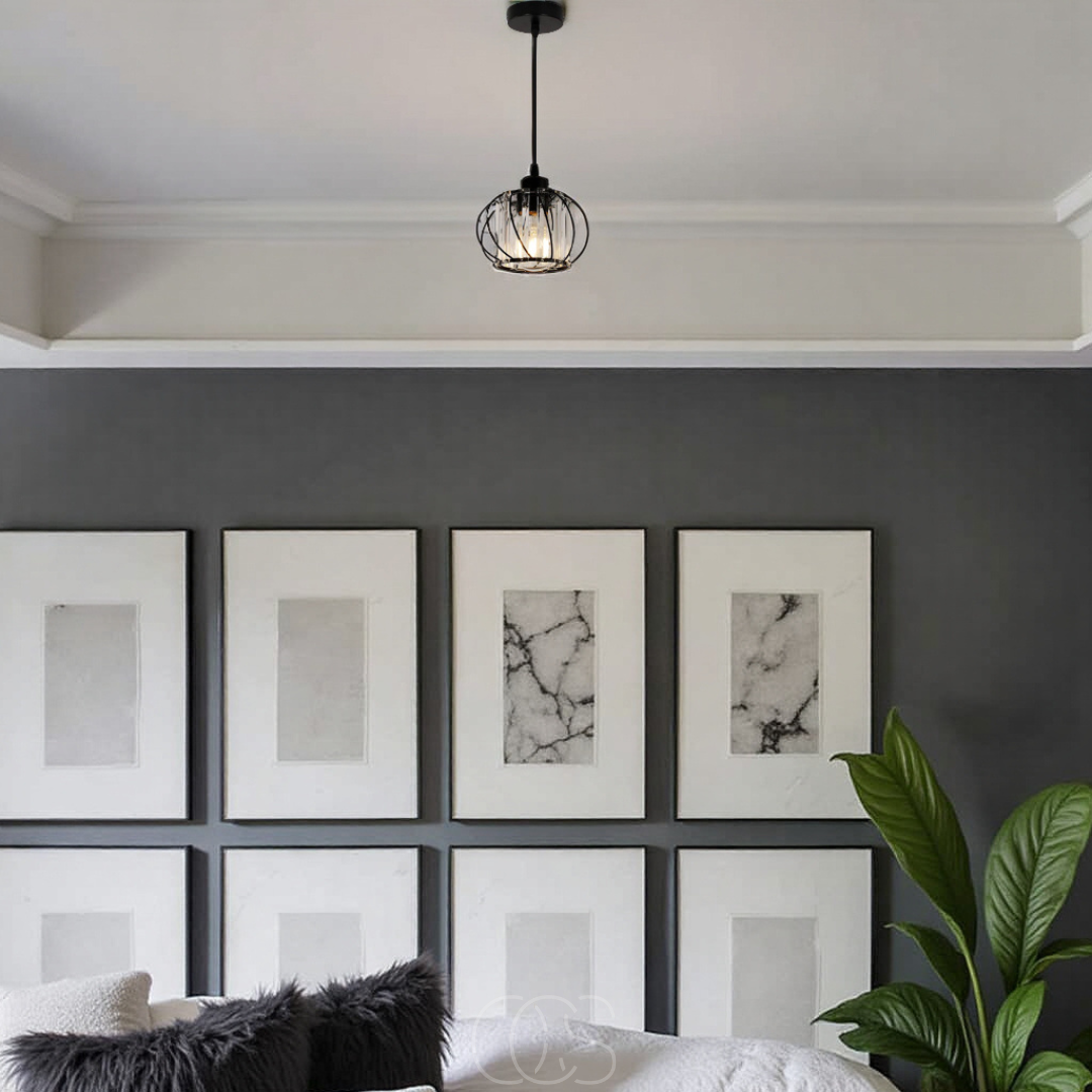 Nievk - Nordic Pendant Lamp with Spherical Glass - Black Design