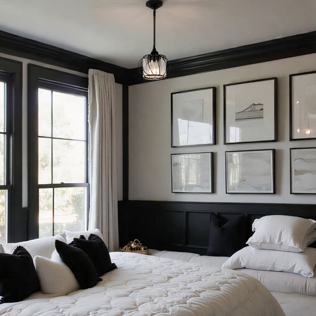 Nievk - Nordic Pendant Lamp with Spherical Glass - Black Design
