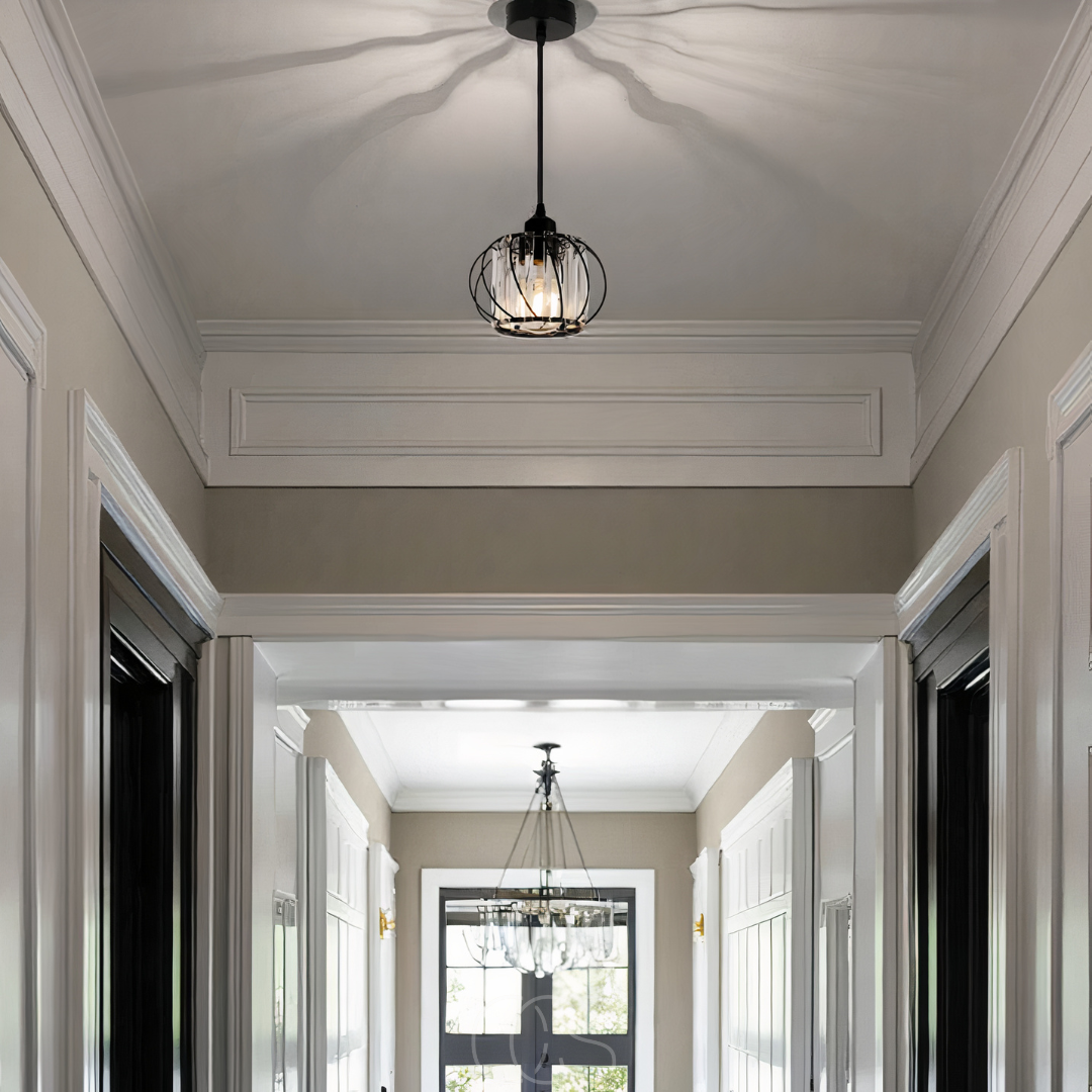 Nievk - Nordic Pendant Lamp with Spherical Glass - Black Design