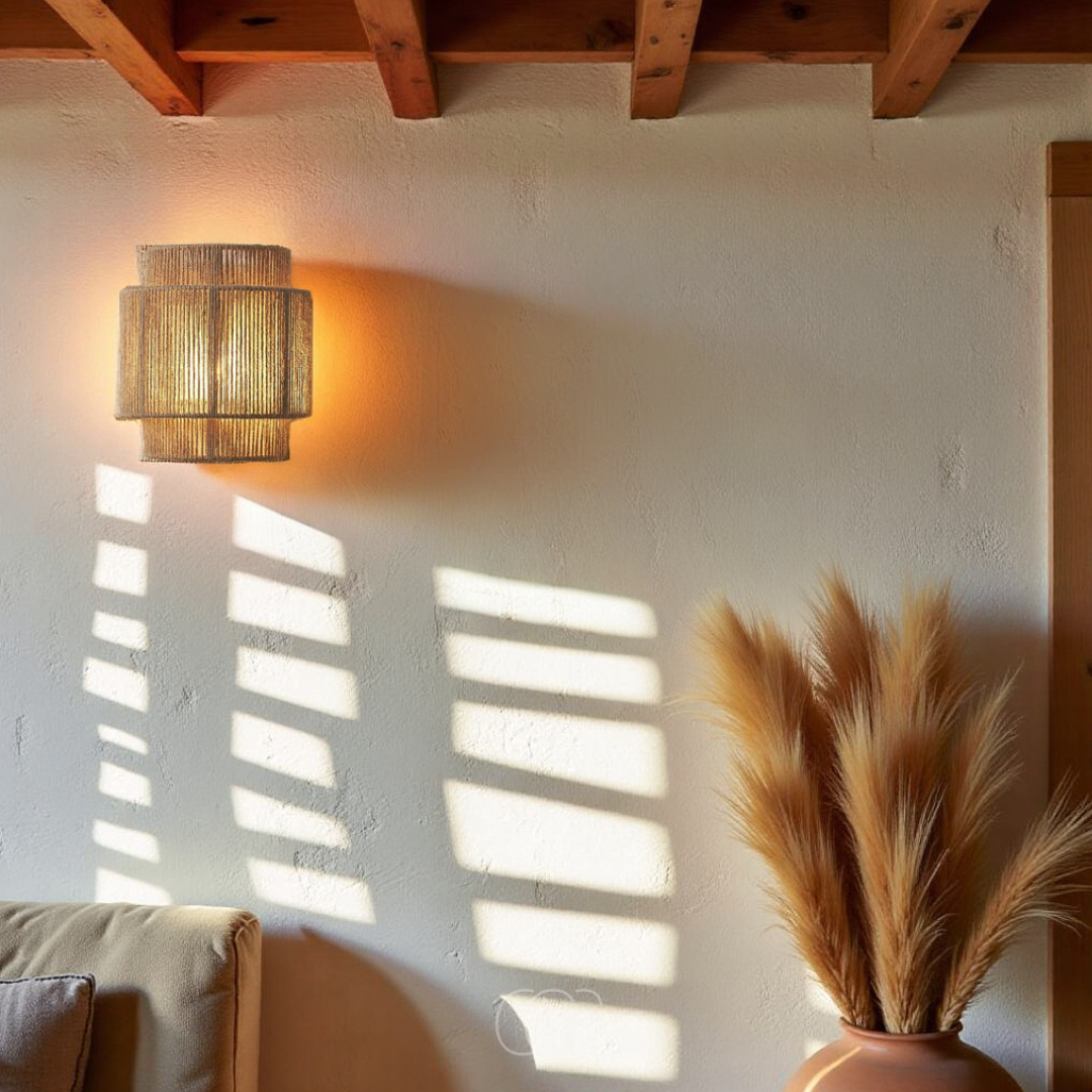 Nievk - Rattan Boho Wall Lamp