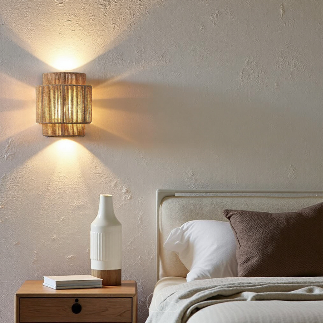 Nievk - Rattan Boho Wall Lamp