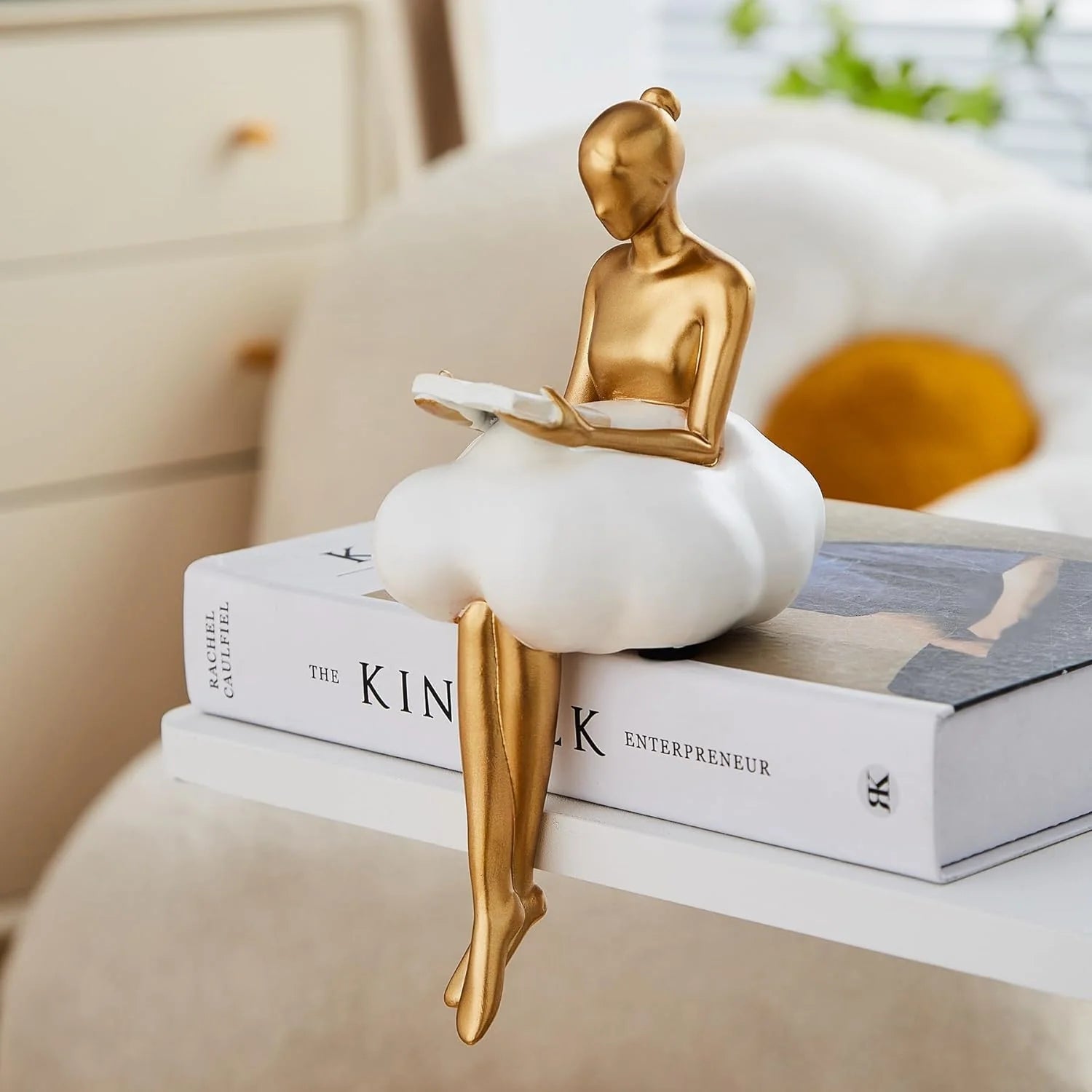 Nievk - Reading Woman on Cloud Sculpture - Resin Art Object