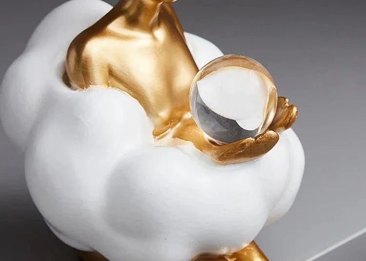 Nievk - Reading Woman on Cloud Sculpture - Resin Art Object