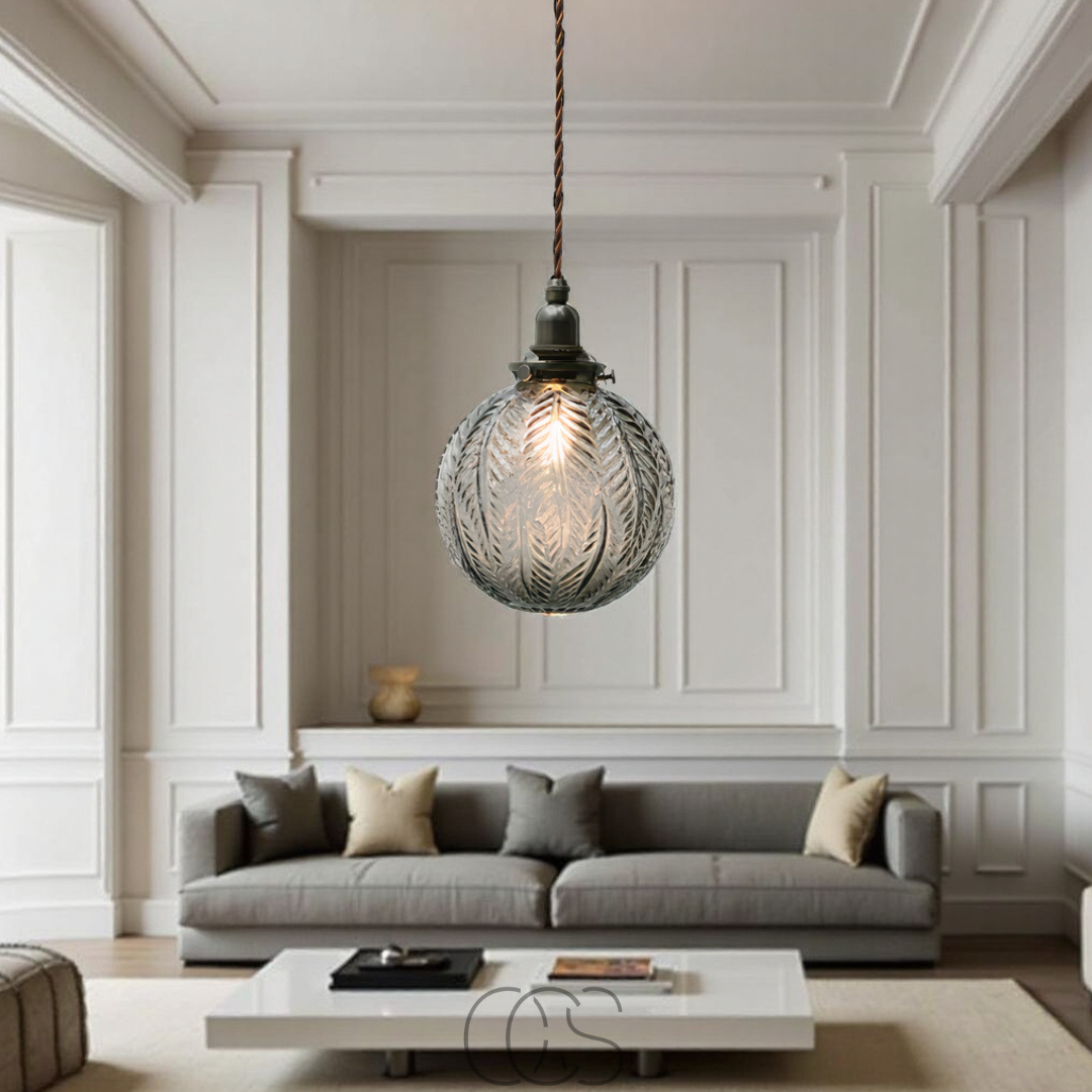 Nievk - Round Pendant Lamp Glass - Smoke Color