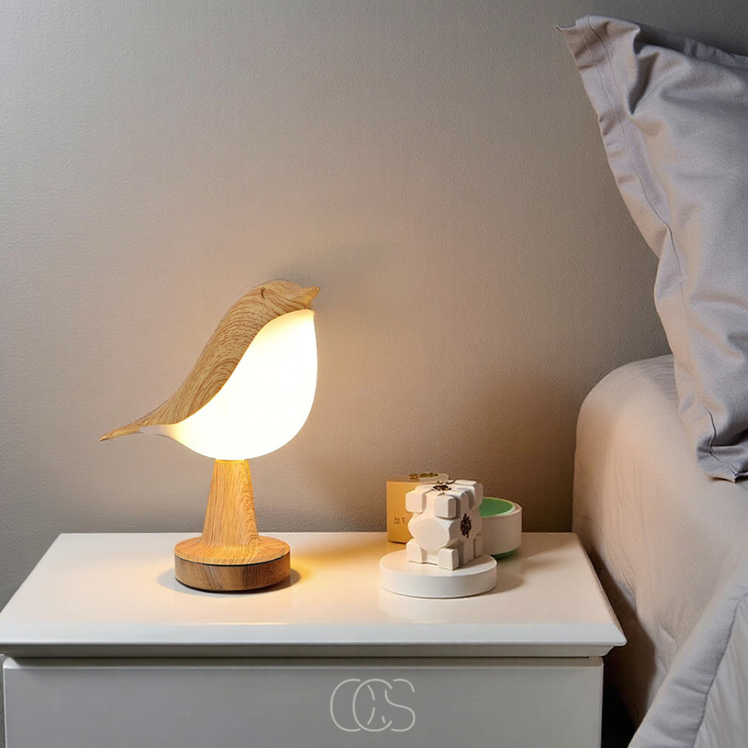 Nievk - Wooden Bird Lamp - Wireless Table Lamp with Warm Light