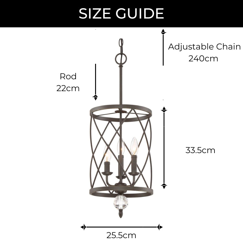 Hearthly | Rustic Three-Light Iron Chandelier