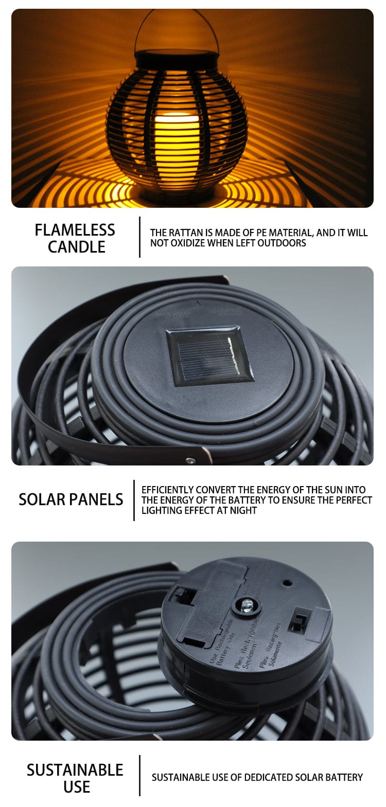 Liora Solar Rattan Teardrop Outdoor Lamp