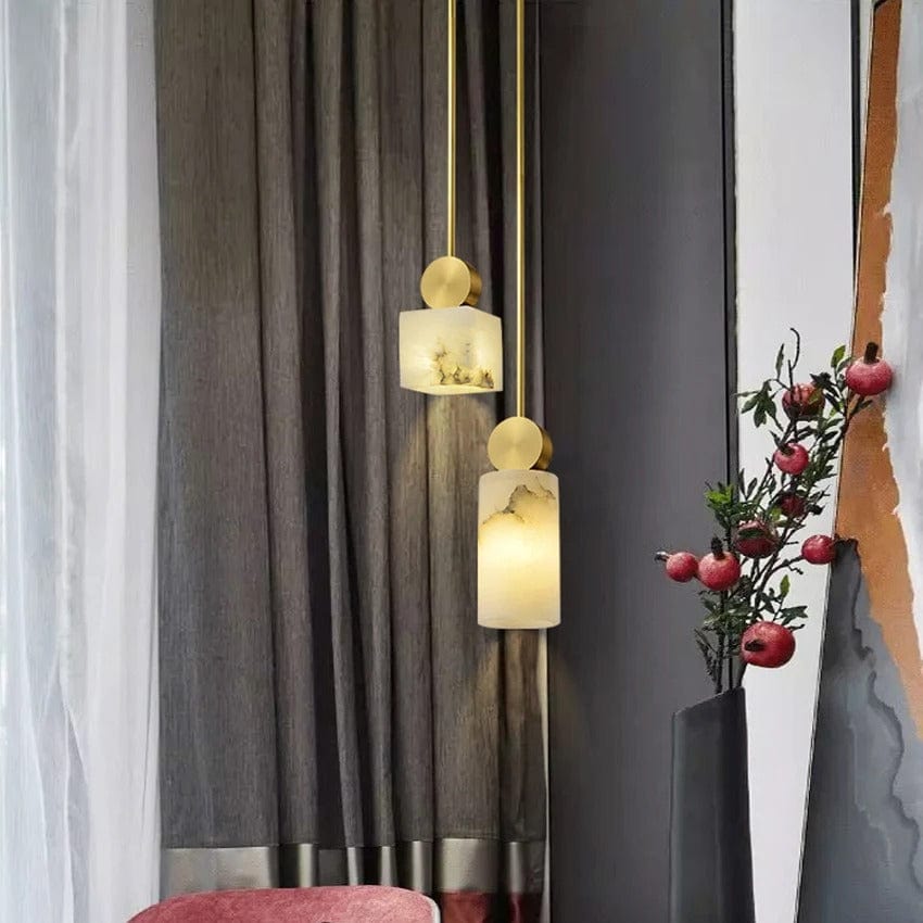 Lunette | Marble and Gold Pendant
