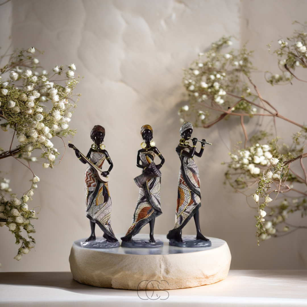 Nievk - African Musicians Statue Set - Decorative Sculptures