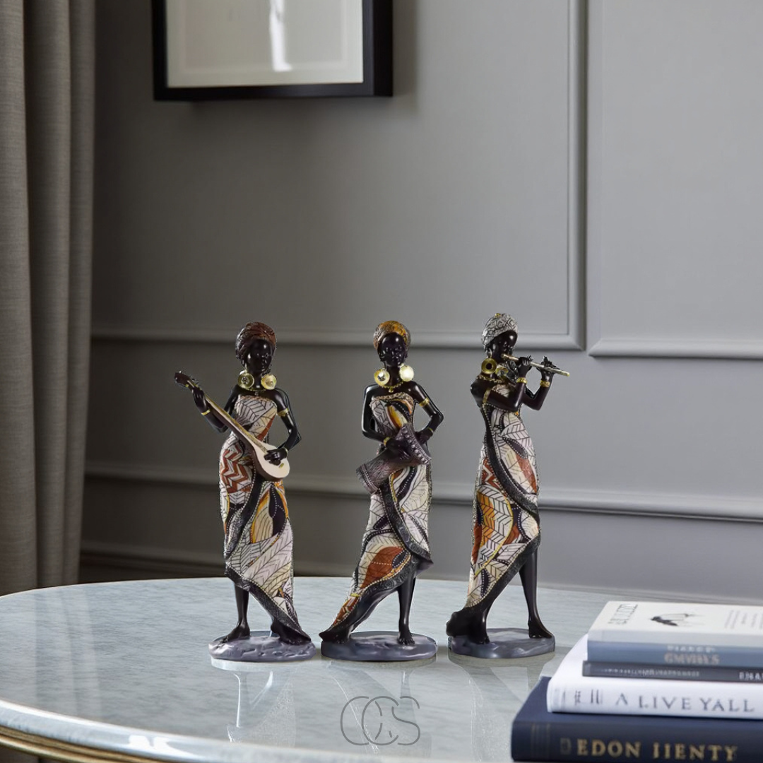 Nievk - African Musicians Statue Set - Decorative Sculptures