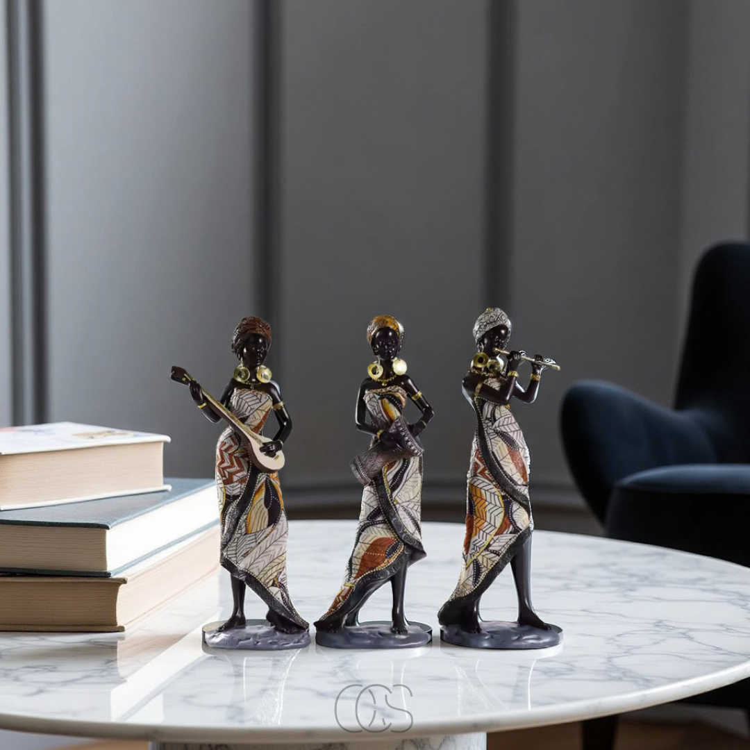 Nievk - African Musicians Statue Set - Decorative Sculptures