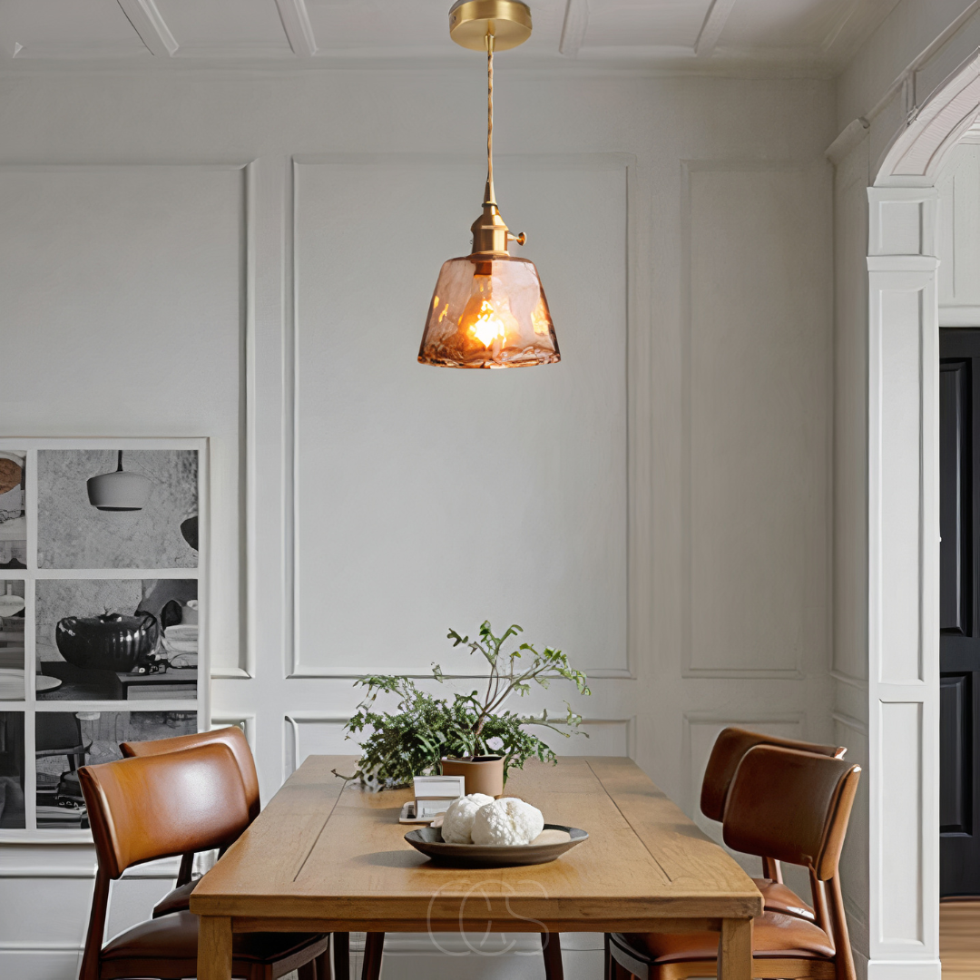Nievk - Amber Glass Pendant Lamp – Warm Light & Stylish Design