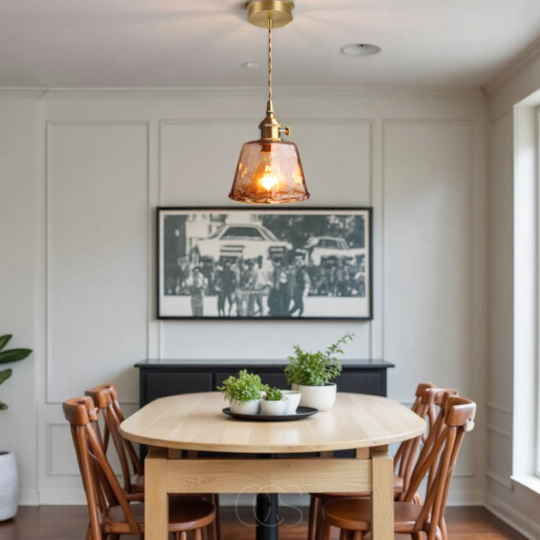 Nievk - Amber Glass Pendant Lamp – Warm Light & Stylish Design