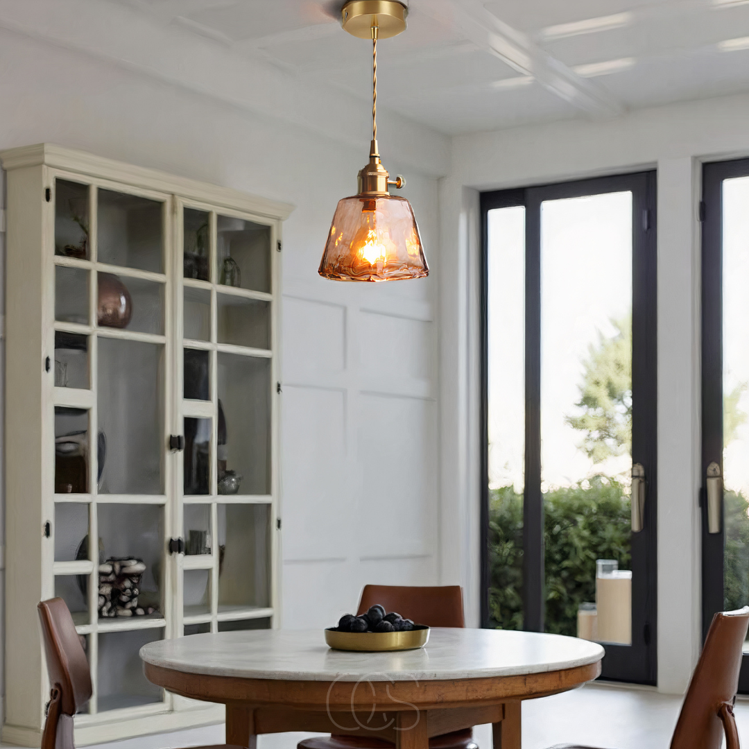 Nievk - Amber Glass Pendant Lamp – Warm Light & Stylish Design
