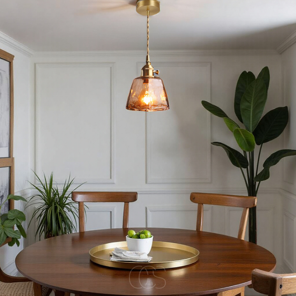 Nievk - Amber Glass Pendant Lamp – Warm Light & Stylish Design