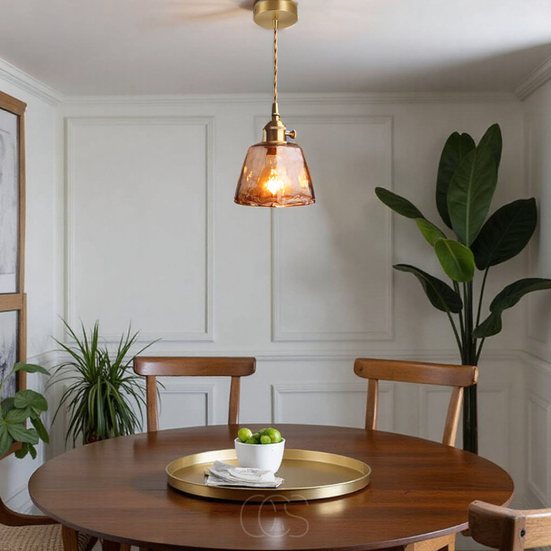 Nievk - Amber Glass Pendant Lamp – Warm Light & Stylish Design