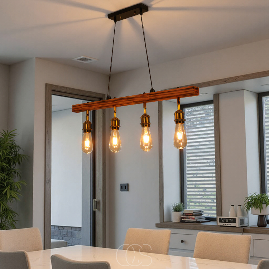 Nievk - Ceiling lamp 4 lights - multi-light ceiling lamp wood & metal