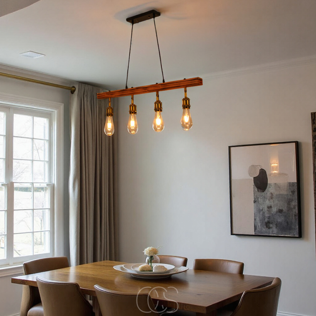 Nievk - Ceiling lamp 4 lights - multi-light ceiling lamp wood & metal