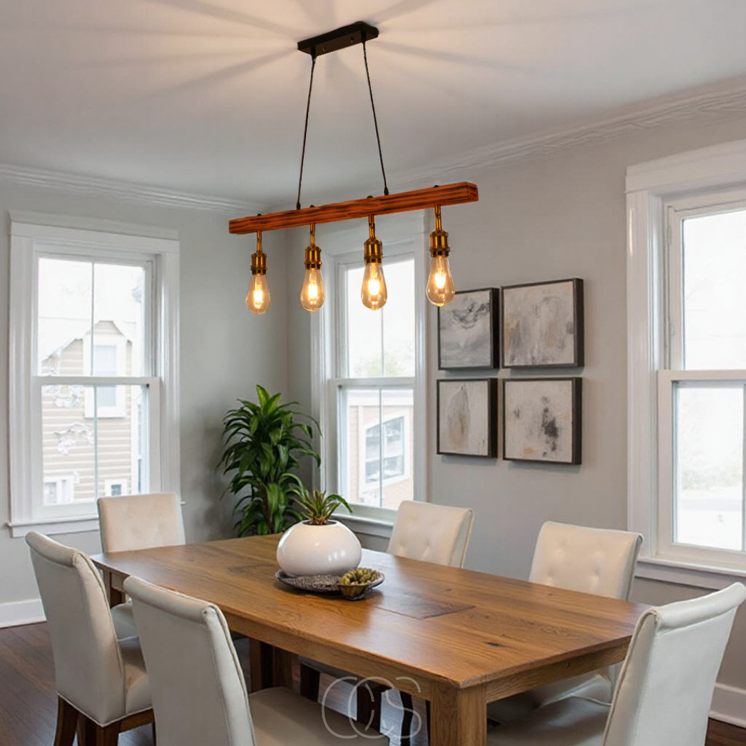 Nievk - Ceiling lamp 4 lights - multi-light ceiling lamp wood & metal