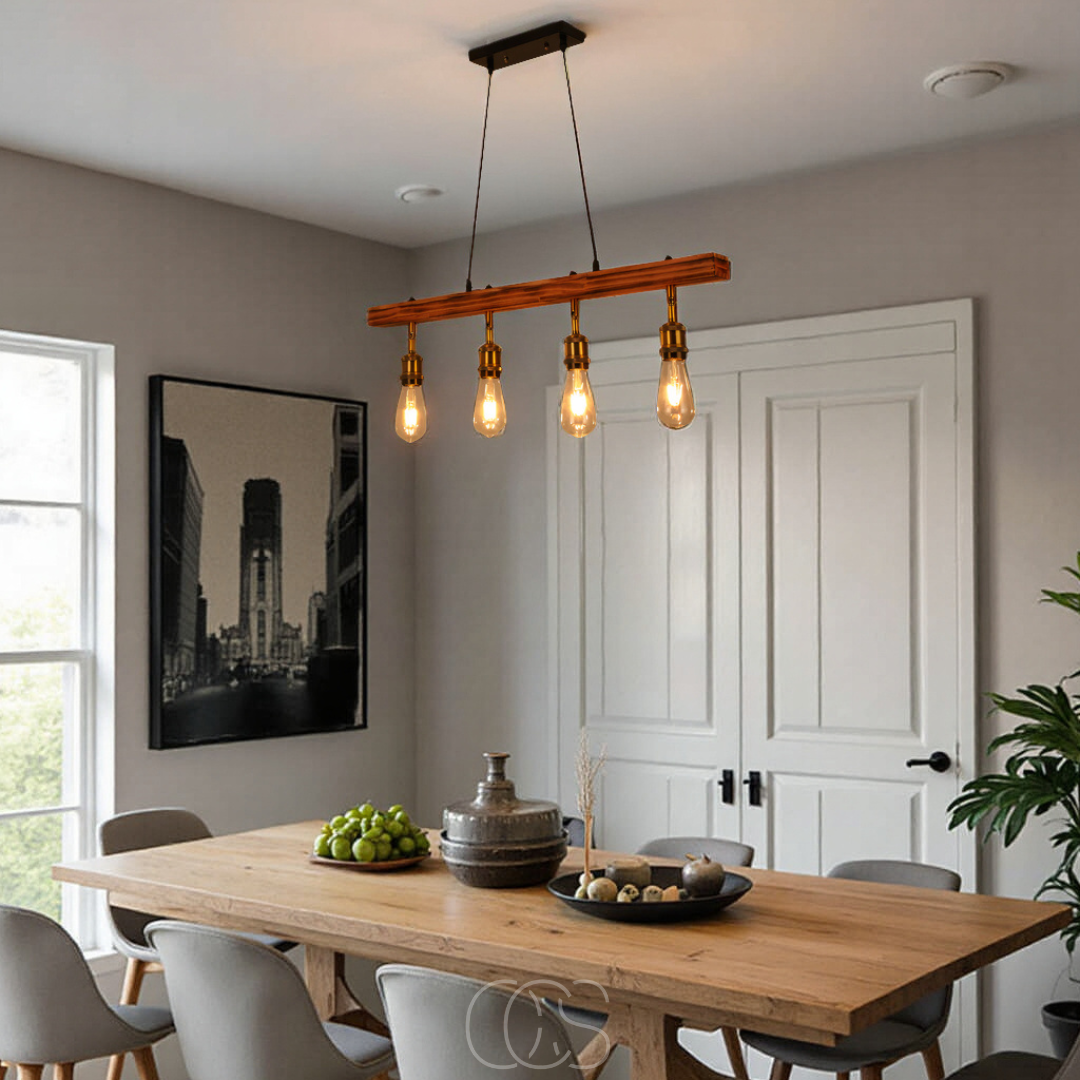 Nievk - Ceiling lamp 4 lights - multi-light ceiling lamp wood & metal