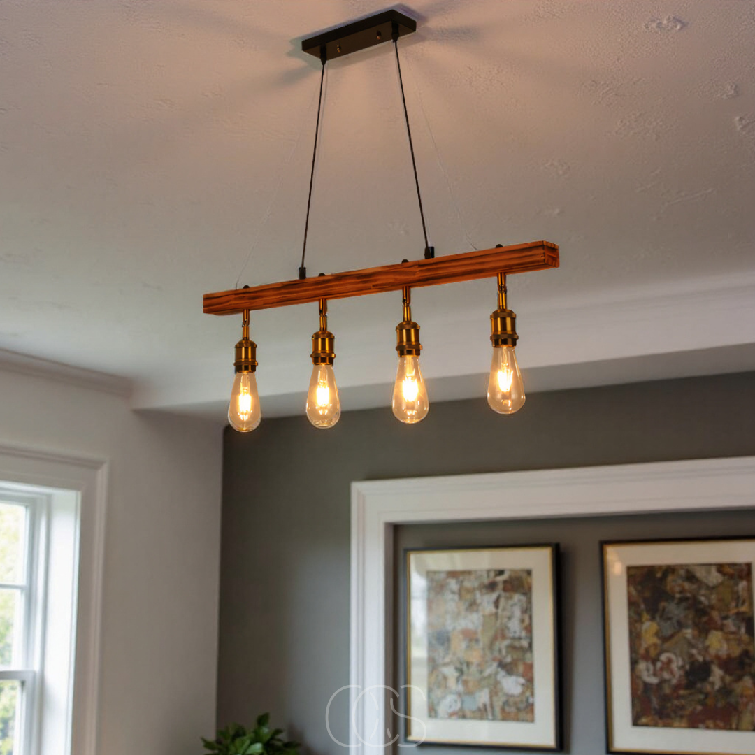 Nievk - Ceiling lamp 4 lights - multi-light ceiling lamp wood & metal