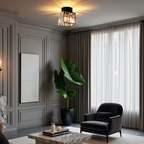 Nievk - Crystal ceiling lamp - Black Metal & K9 Crystal flush mount