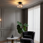 Nievk - Crystal ceiling lamp - Black Metal & K9 Crystal flush mount