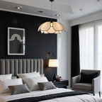 Nievk - Flower-shaped Rattan Pendant Lamp with Black Accents